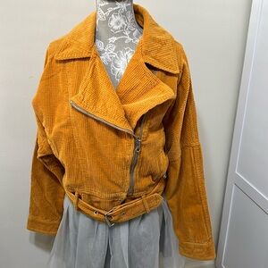 Free People Orange corduroy Moto jacket